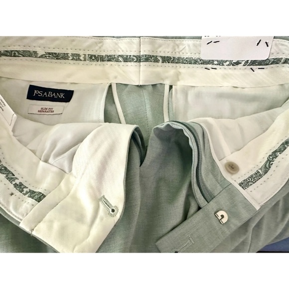 Jos. A. Bank Slim Fit Flat Front Suit separates light green Men’s 33x30 NWT - Picture 3 of 4